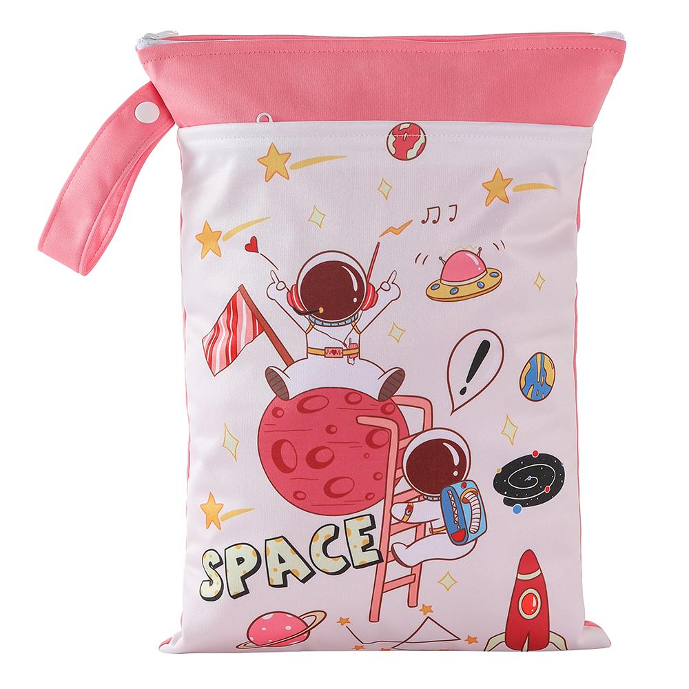 Special Offer Promotion Series 25*35cm Carton Wet Bags Polyester Waterproof Swimsuit Bag Double Pocket Baby Diaper Dry Wet Bag