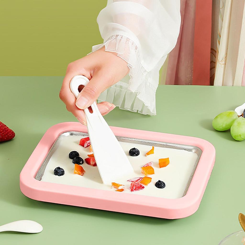 Gör-det-själv-kit för rullad glass med bricka och 2 spatlar för hemlagade yogurtrullar Rolig familjeaktivitet för kökssammankomster och helgdagar