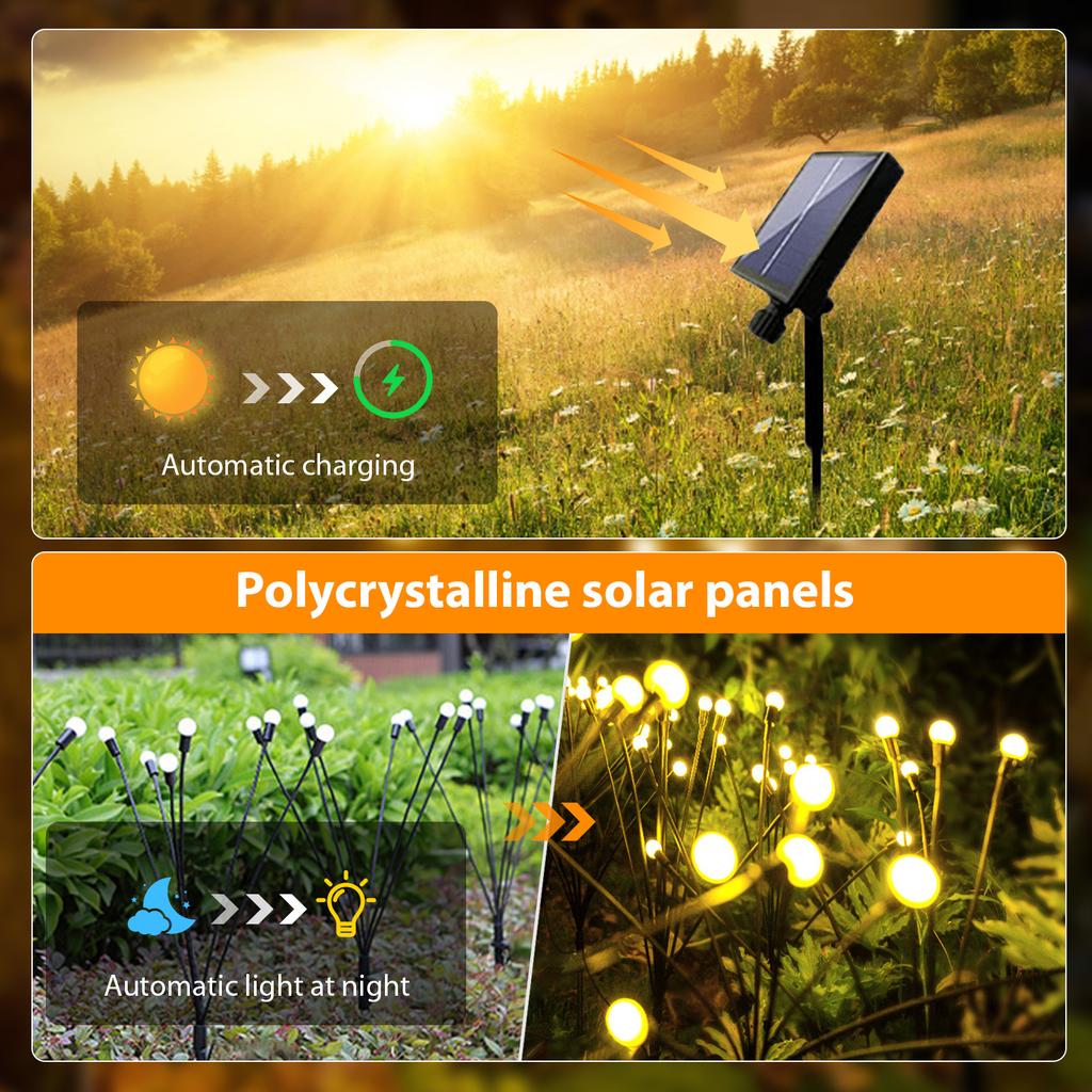 8LED Firefly Atmosphere Light with Remote Control Solar Decorative Light Lighting Ornaments 1200mAh Home Decor for Party Wedding