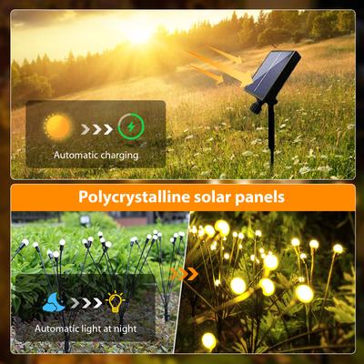 8LED Firefly Ground Plug Light 8 Modes Solar Path Lights IP65 Waterproof 1200mAh Lighting Ornaments Home Decor for Party Wedding