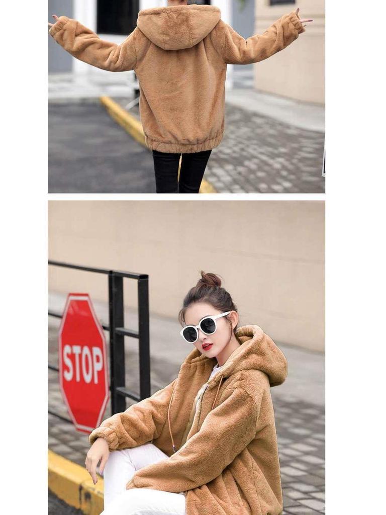Warmer Damen-Fleece-Mantel mit Kapuze in Übergröße - Beidseitig tragbar, Locker, Langarm, Trendy, Lässig & Vielseitig (Ausgabe 2025)