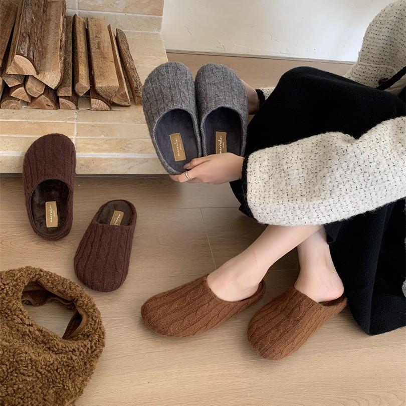Factory wool Japanese home soft bottom slippers autumn and winter cotton slippers non-slip silent couple cotton mop