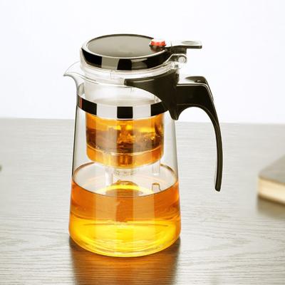 Praktische Teekanne mit Ein-Knopf-Filter, hochwertige, hitzebeständige Glasteekannen, für den Innenbereich, Büro, Puer-Kaffee-Teegeschirr mit Sieb