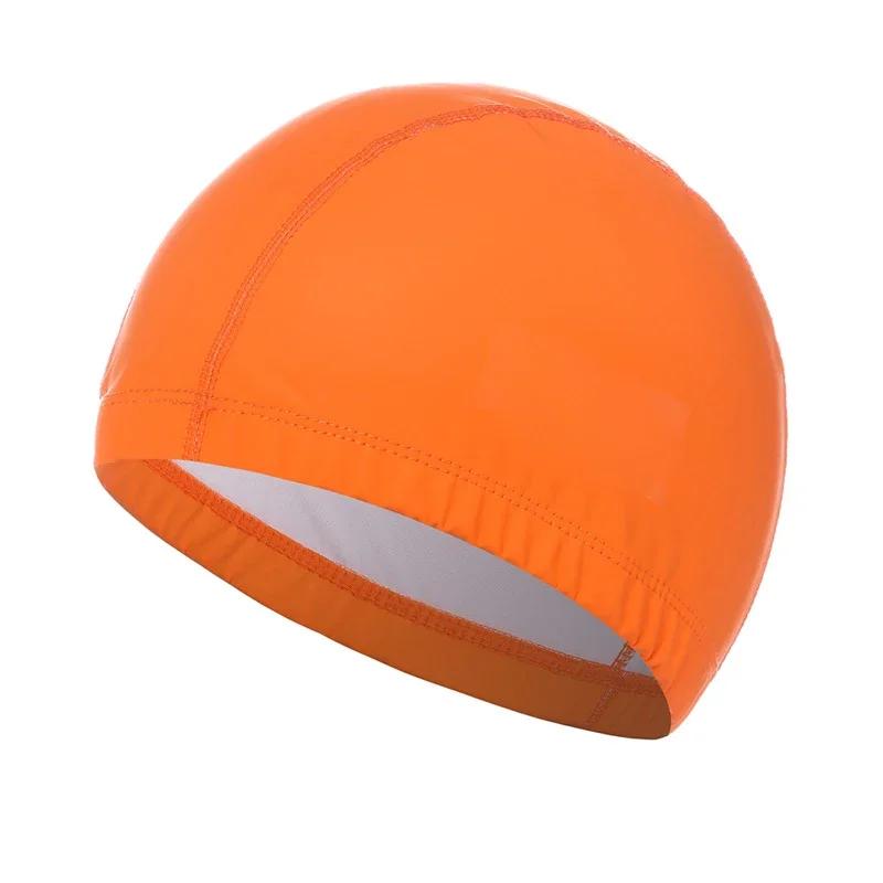 PU Fabric Swimming Cap for Men Women Waterproof Swim Pool Hat Water Sport Protect Ears Long Hair Bathing Caps Cover for Adults