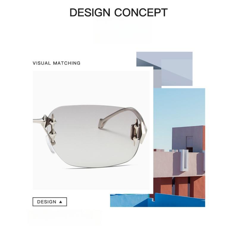 Damen-Sonnenbrillen, rahmenlose Mode-Sonnenbrillen für Damen und Herren