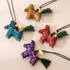 Silk Mulberry Horse Year Zodiac Pendant - Chinese Style Necklace Accessory