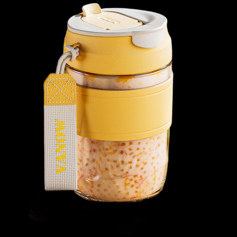 Vanow Portable Drop-Proof Glass Water Bottle with Straw