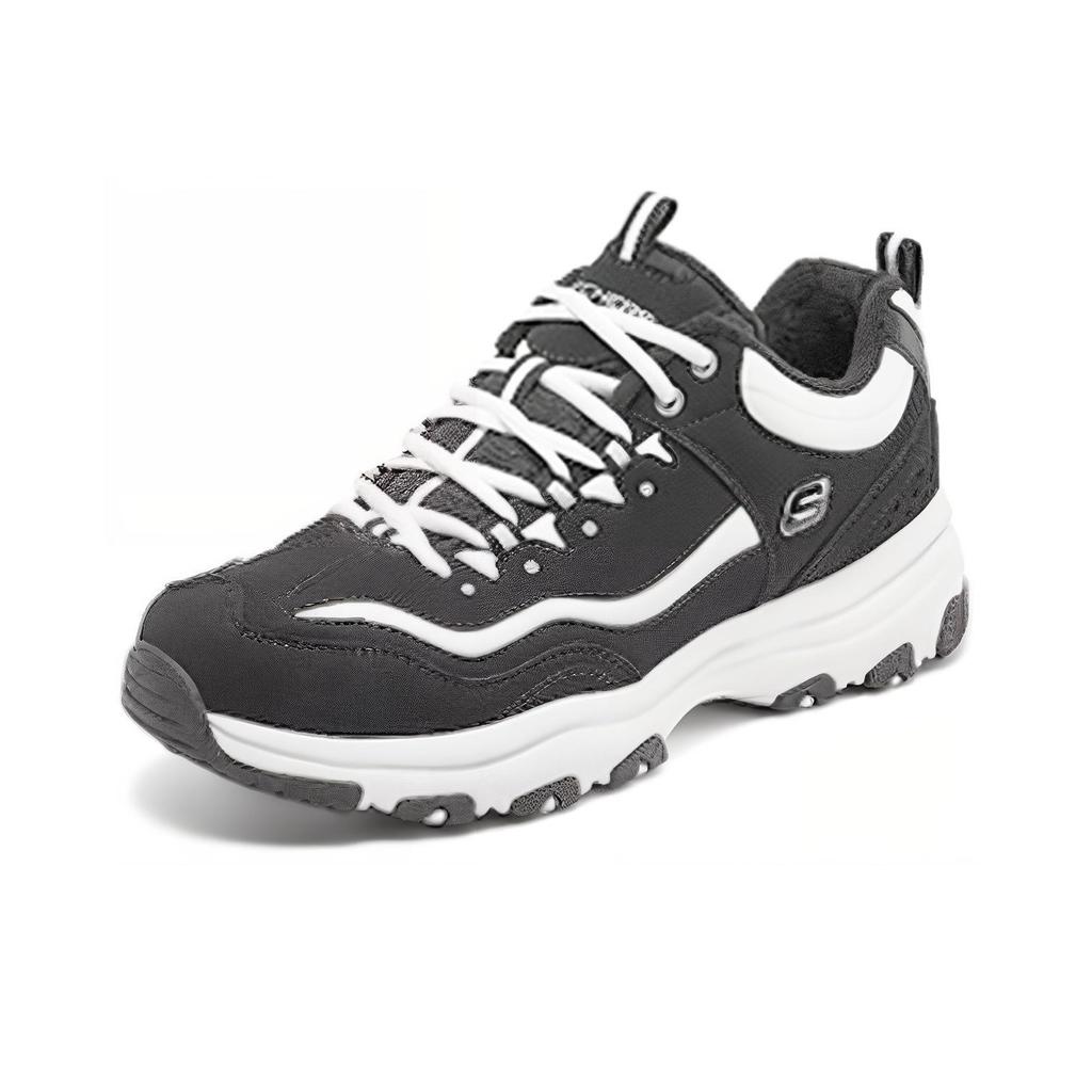 Skechers I-Conik Oreo Fabric Synthetic Leather Versatile Casual Shock Absorbing Wear Resistant Low Top Dad Shoes Men Sneakers Black White 8790122-BKW