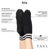 TAVI Aria Grip for and Crew Size M for Men and Women Socks, Non-Slip, Yoga, Pilates, Ballet, Athletic, Length, Ebony,