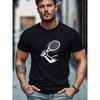 European Size  Men'S T-Shirt, Easy And Clean, Minimalist Fashion, Men'S Hand-Held Tennis Racket Summer Casual Round Neck Short Sleeve T-Shirt