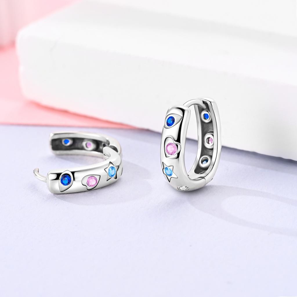 Silver Plated Hoop Earring For Woman Cat Dog Perfume Flower Pendientes Jewelry