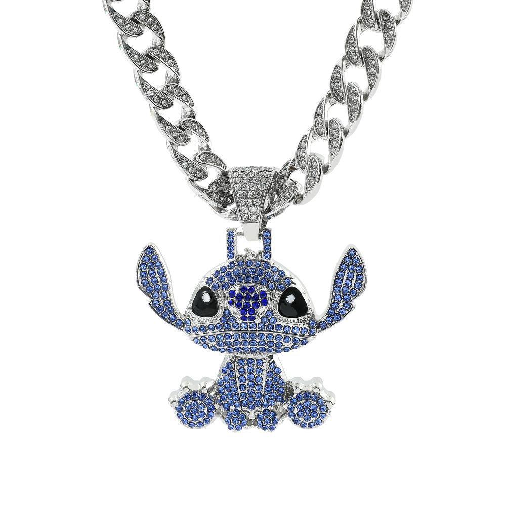 Jewelry Boys Hip Hop Rhinestone Necklace Fashion Stitch Pendant Old