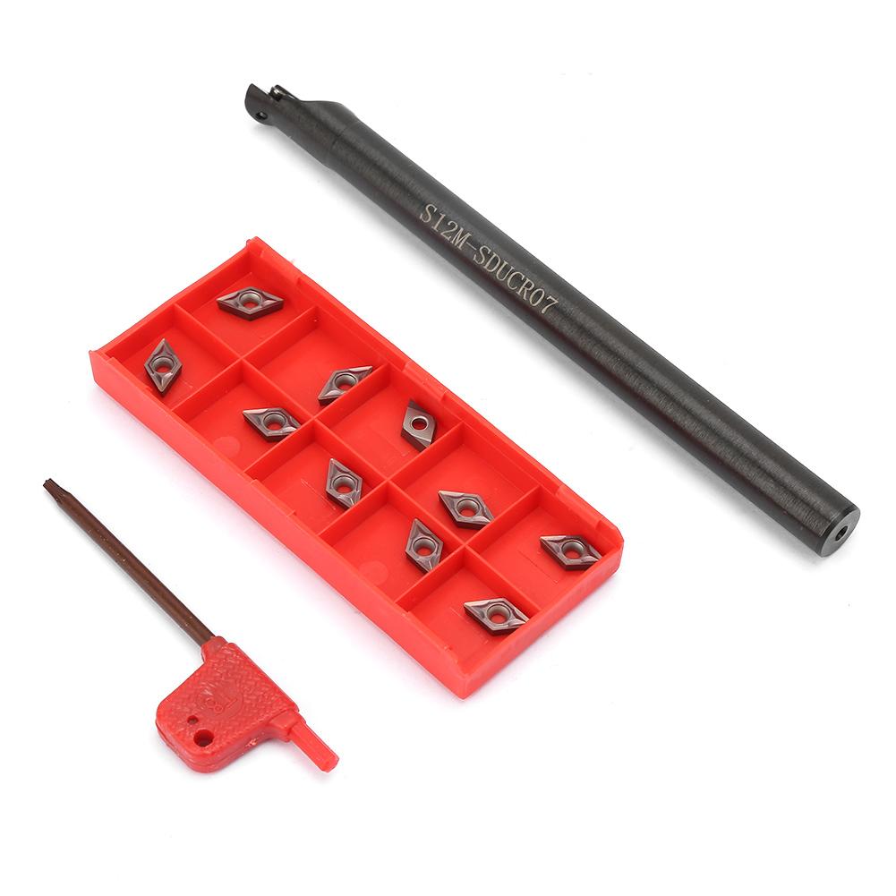 S12m sDUCR0 Lathe Grooving Turning Tool Holder   10pcs DCMT0702 Carbide Inserts  Wrench