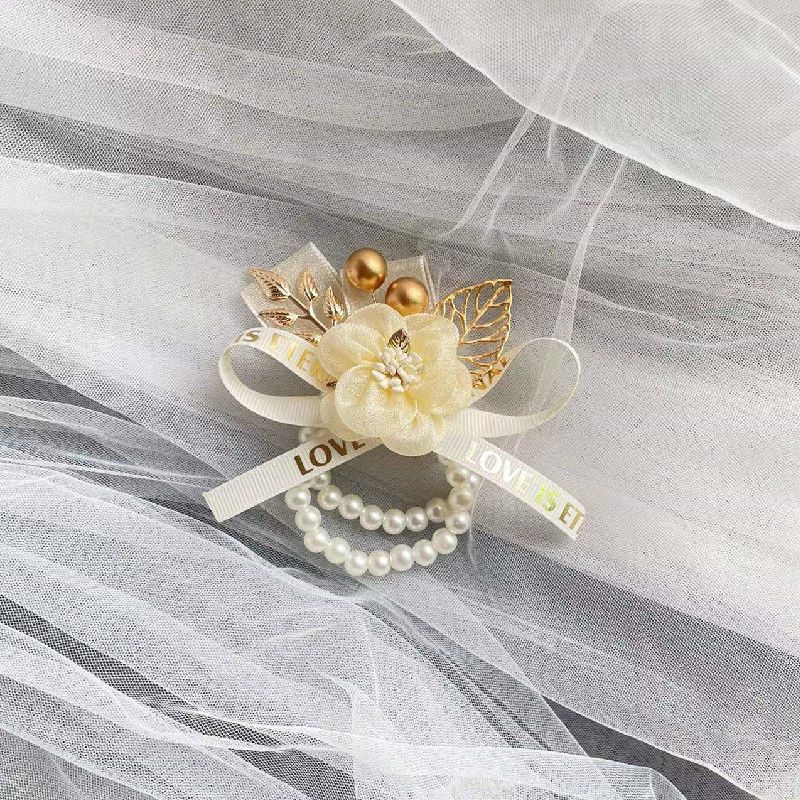 

Браслет для невесты и подружки невесты, цветок на руку, легкий, жемчужный, для группы сестер, свадебная вечеринка, разноцветный, цветок на запястье