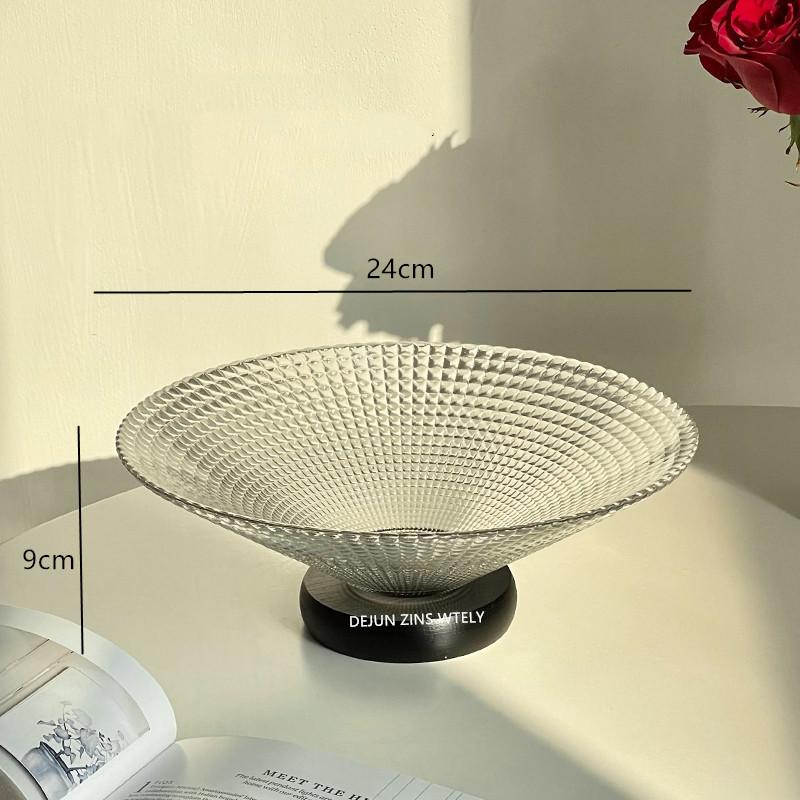 Exquisite Glass Fruit Plate Living Room Coffee Table Candy Tray High-end Home Snack Storage Plate Desktop Decorative Glass Plate