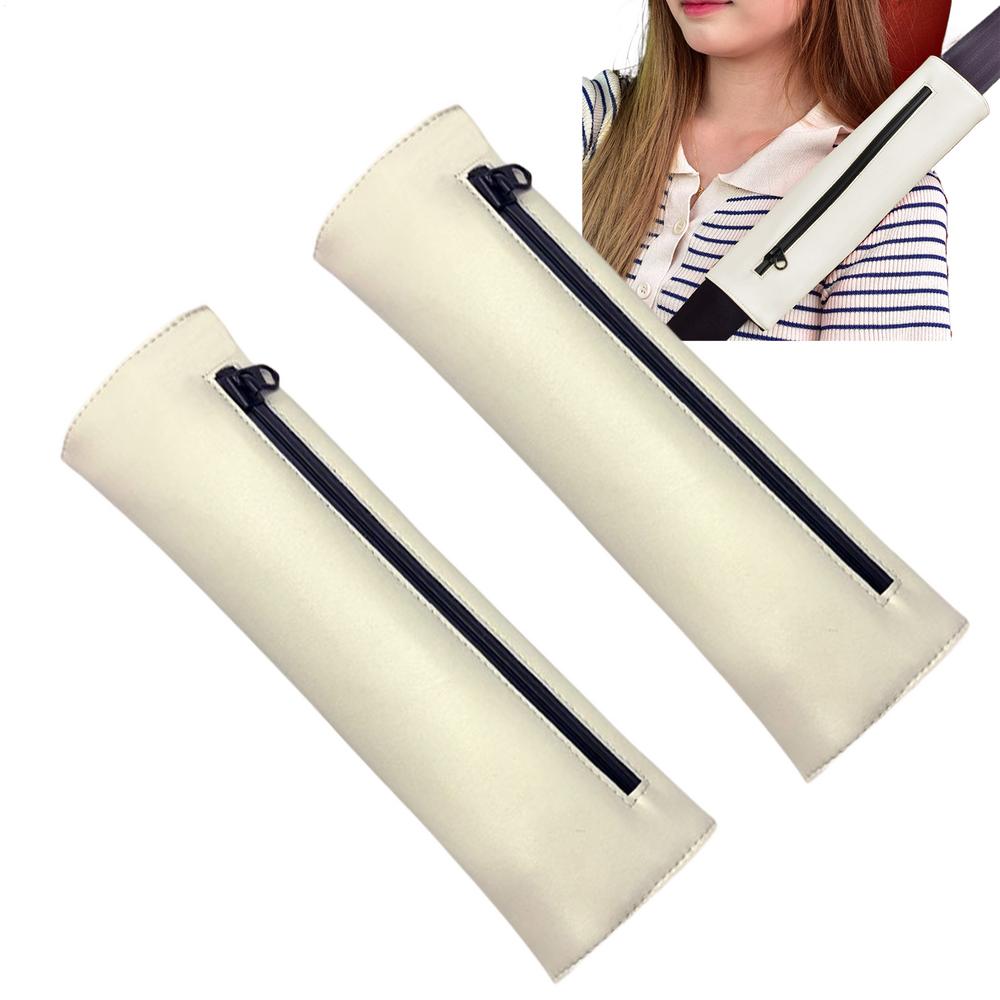 

Car Belt Cover Car Safety Belt Covers With Leg Sunshade Shoulder Protector Comfortable Cushion For Daily Commuting Highway білий