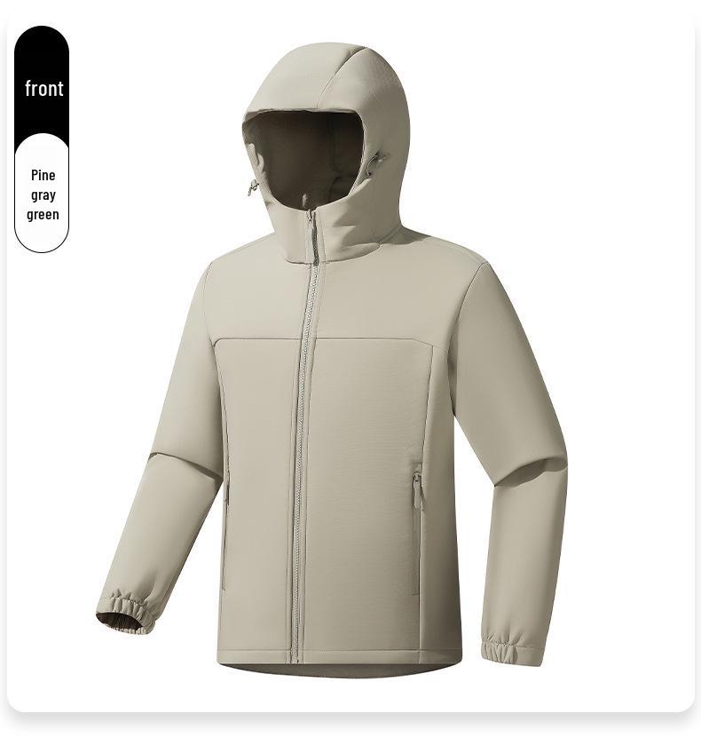 2026 Autumn/Winter Unisex Softshell Jacket: Outdoor Windproof, Water-Repellent, Warm Hooded Cardigan