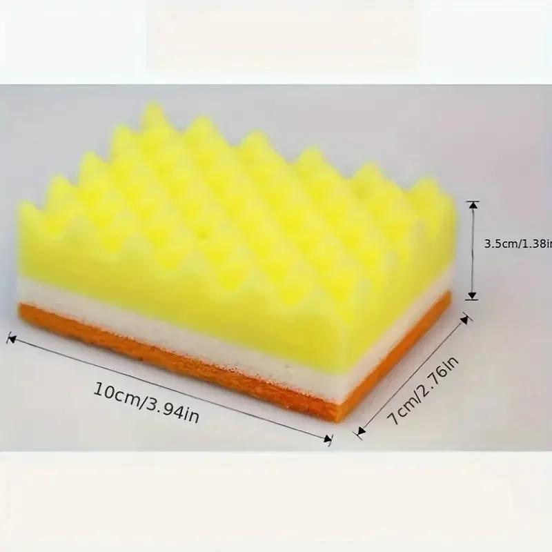 5/10pcs Sponge Wipe Colored Small Wave Sponge Scouring Pad Kitchen Cleaning Dishwashing Sponge Block Cleaning Tools