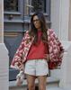 Nuovo Prodotto Stampato Imbottito con Cerniera Cappotto Francese Imbottito in Cotone Sottile Cappotto Imbottito in Cotone Largo a Maniche Lunghe Abbigliamento Corto in Cotone Goffrato da Donna