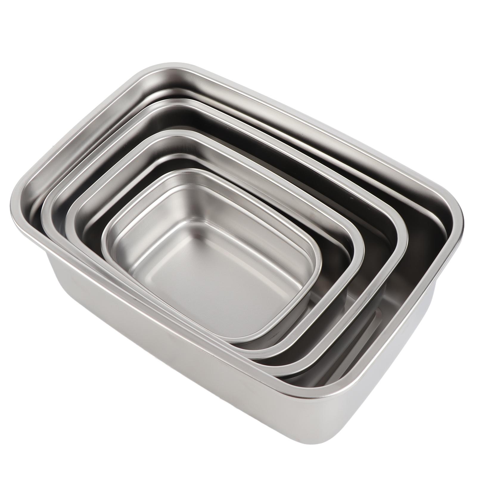 

4Pcs Stainless Steel Food Containers with Leakproof Lids Rectangle Food Storage Box