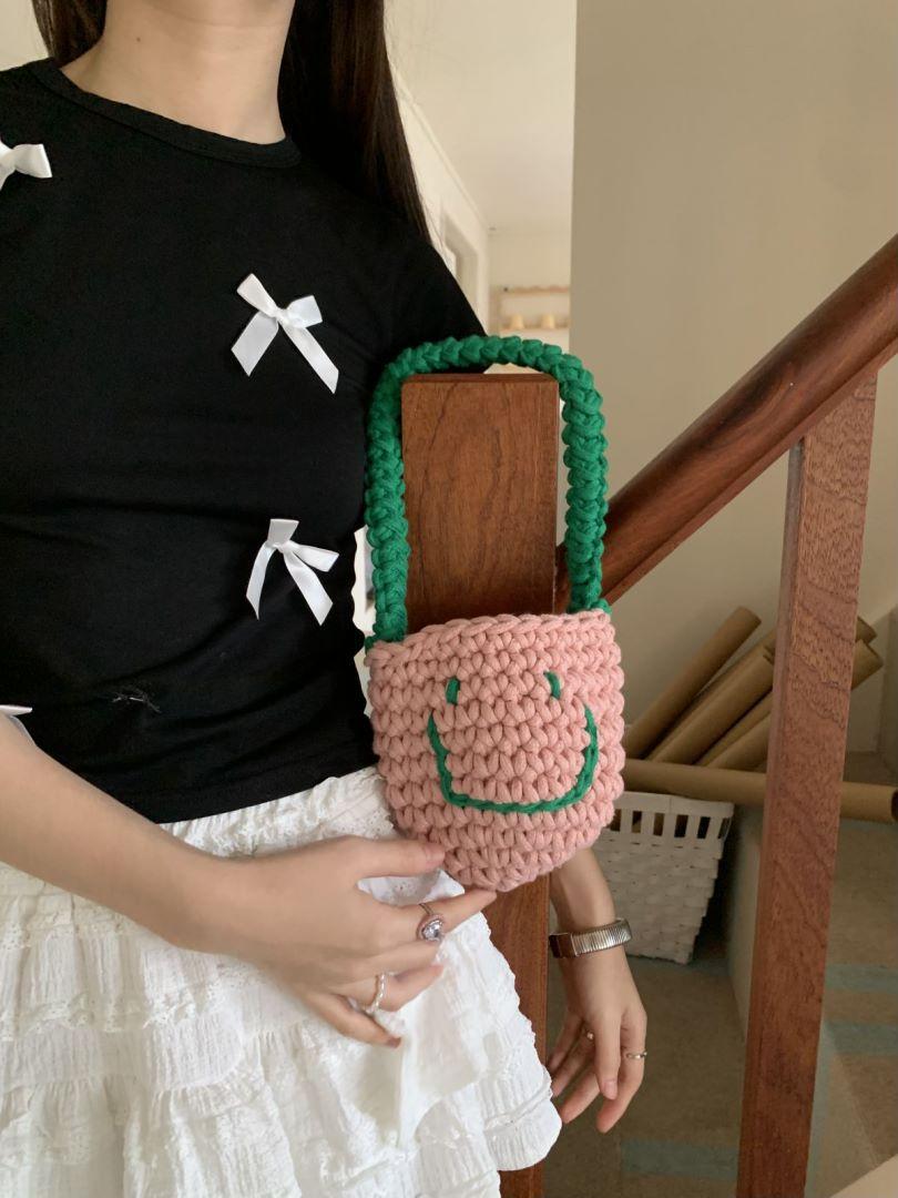 

Летний новый смайлик крючком чисто ручная работа дизайн многоцветное ведро готовая упаковка розовый