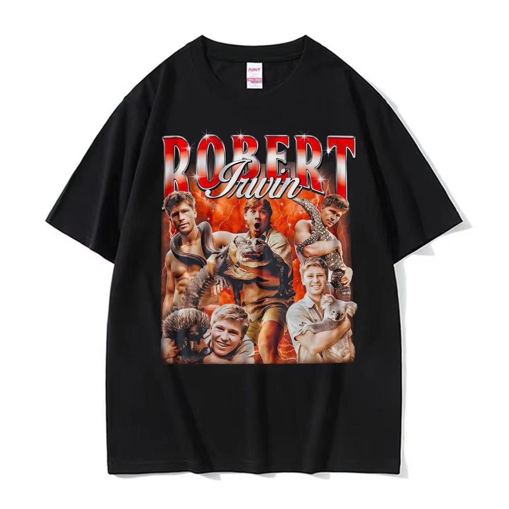 

Funny Robert Irwin Zookeeper Vintage Graphic T-shirts Men s Women Harajuku Summer Oversized T Shirts Casual Cotton Loose T-sh... S разноцветный