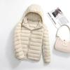 Women's Hooded Long Sleeve Jacket Regular Fit Casual Puffer Coat Zip Up Lightweight Down Outerwear