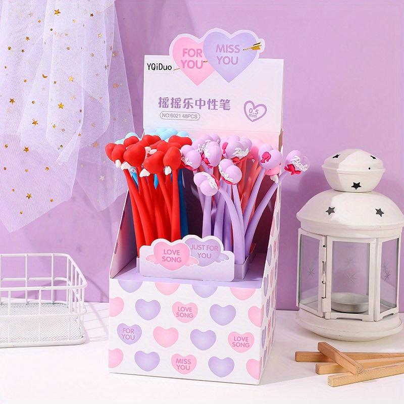 

Back to school season 48pcs 0.5mm soft glue Korean version love shaking music neutral pen girl high appearance shaking pen gift creative stationery Random style 48pcs