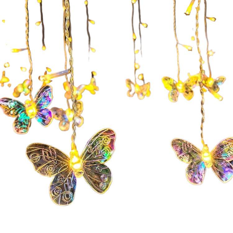 Butterfly Icicle Solar String Lights for Garden, Patio, and Landscape Decor