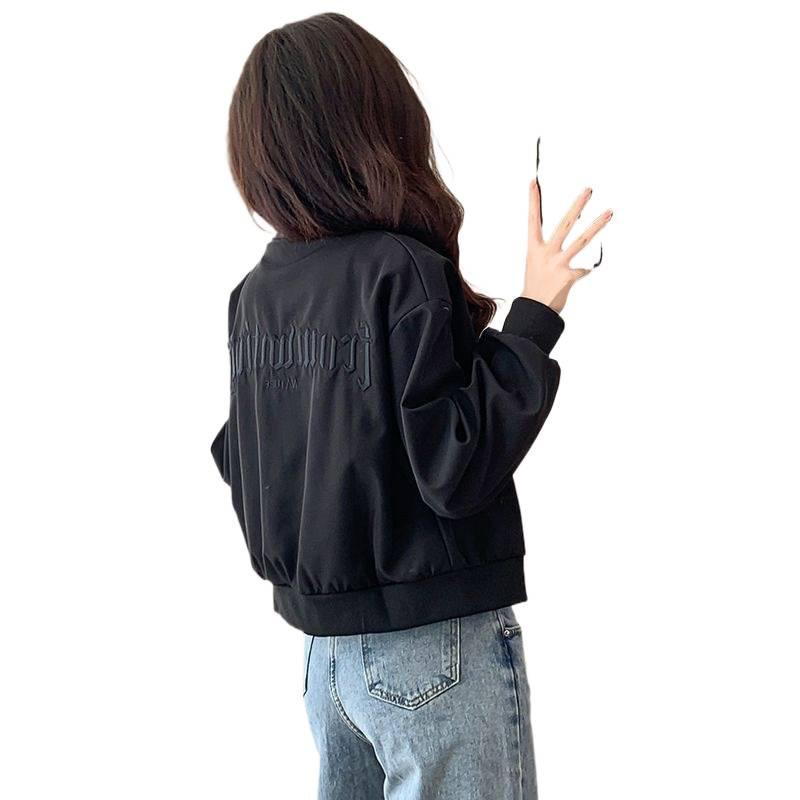 Jacket Women's Autumn and Winter Embroidered Baseball Uniform Versatile Design Small Casual Sports Velvet Short Jacket Top