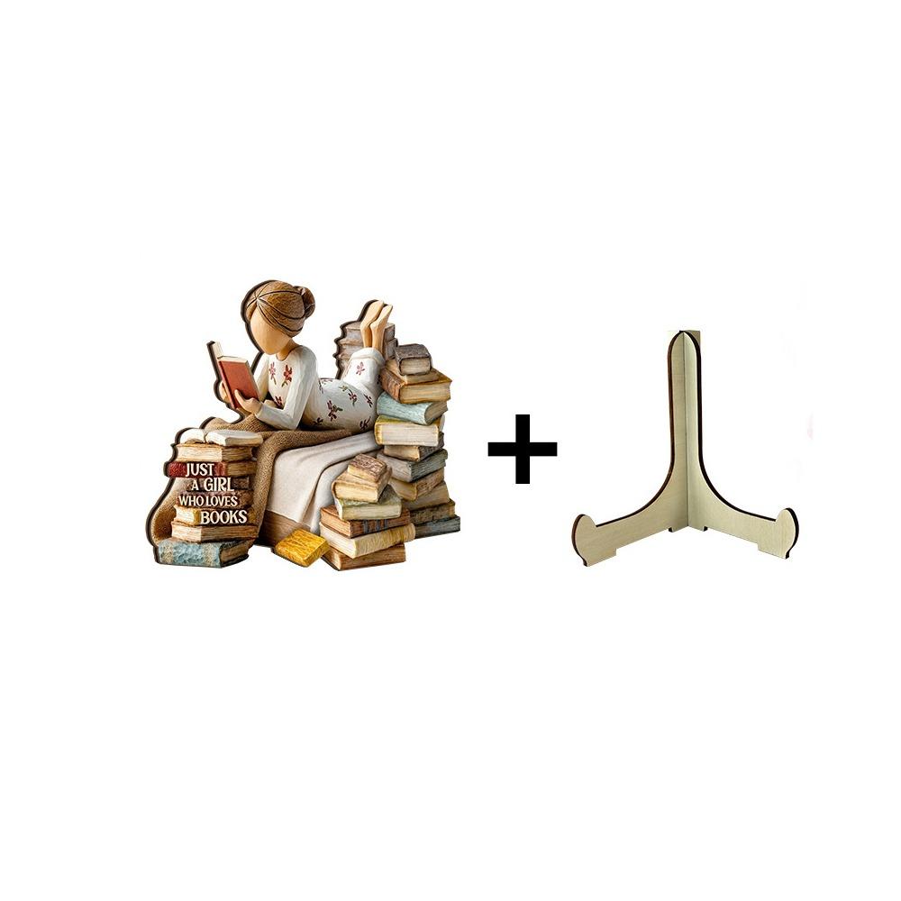 with Stand Book Lovers Statues Reading Tabletop Sign Living Room Bookcase