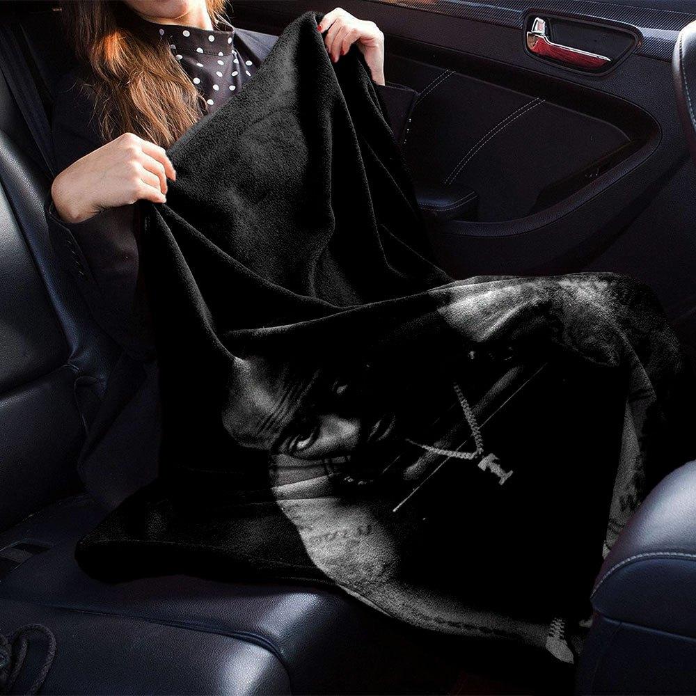 1pc 2PacHip Hop Blanket Soft Lightweight All Season Multi Purpose Throw for Sofa, Bed, Office & Picnics, French Style with Iconic Album Art & Quotes