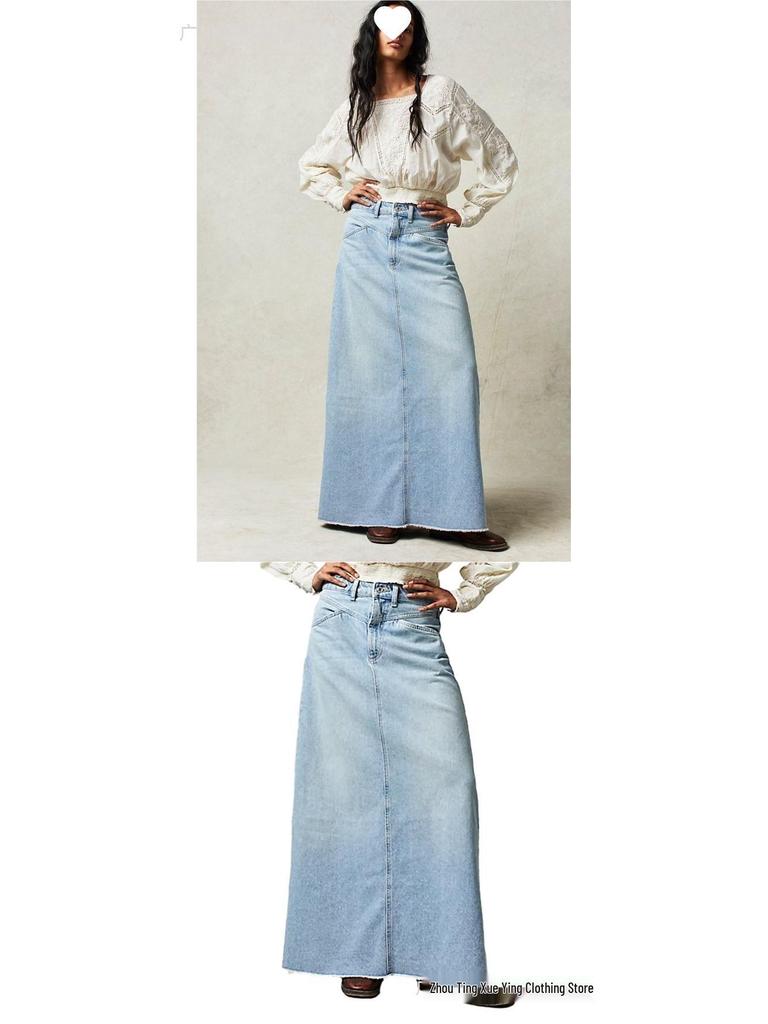 Summer Women's Loose Straight Casual Denim Skirt