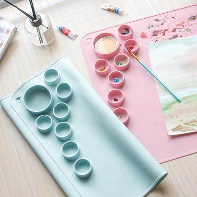 Silicone Painting Mat Pigment Palette Non-Stick Craft Mat Watercoloring Stamping Pigment Palette Children Drawing Mat