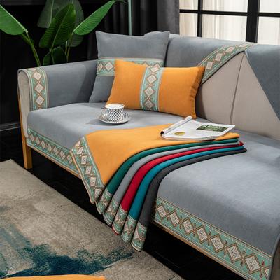 Sofabezug Rutschfest Exquisite Stickerei Spitze Sofakissen Einfarbig Couchbezug 4 Jahreszeiten Universal Sofa Handtuch Kissenbezug