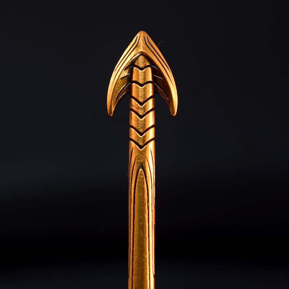 Aquaman Golden Trident 30cm Alloy Collectible Hero Movie Replica Desktop Ornament Premium Miniature Decor for Fans
