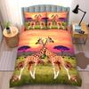 Duvet Cover Set With Stylized Giraffe Design Warm Colors Toned Borders For Exotic Charm Suitable Children Kids And Adults Soft