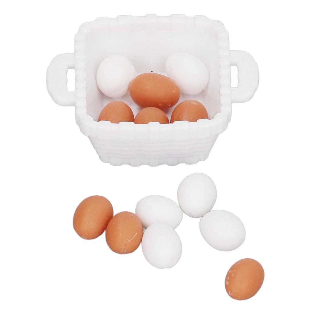 Dollhouse Egg Model 1:12 Scale Plastic Doll House Food Egg Model with Basket for Kids Children