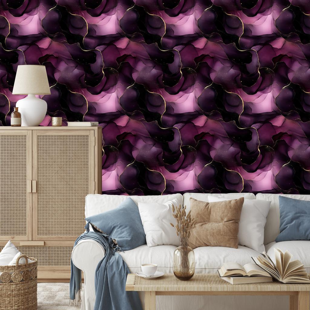 Ink Black and Burgundy Wallpaper for Living Room and Bedroom 50x1000