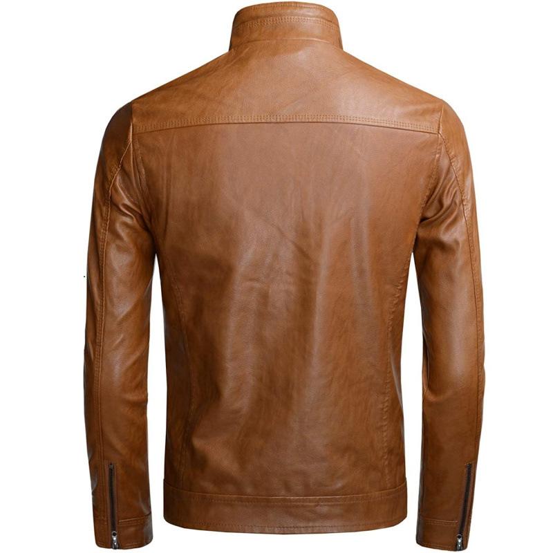 Autumn and winter new men's European and American casual stand-up collar locomotive leather jacket jacket tide