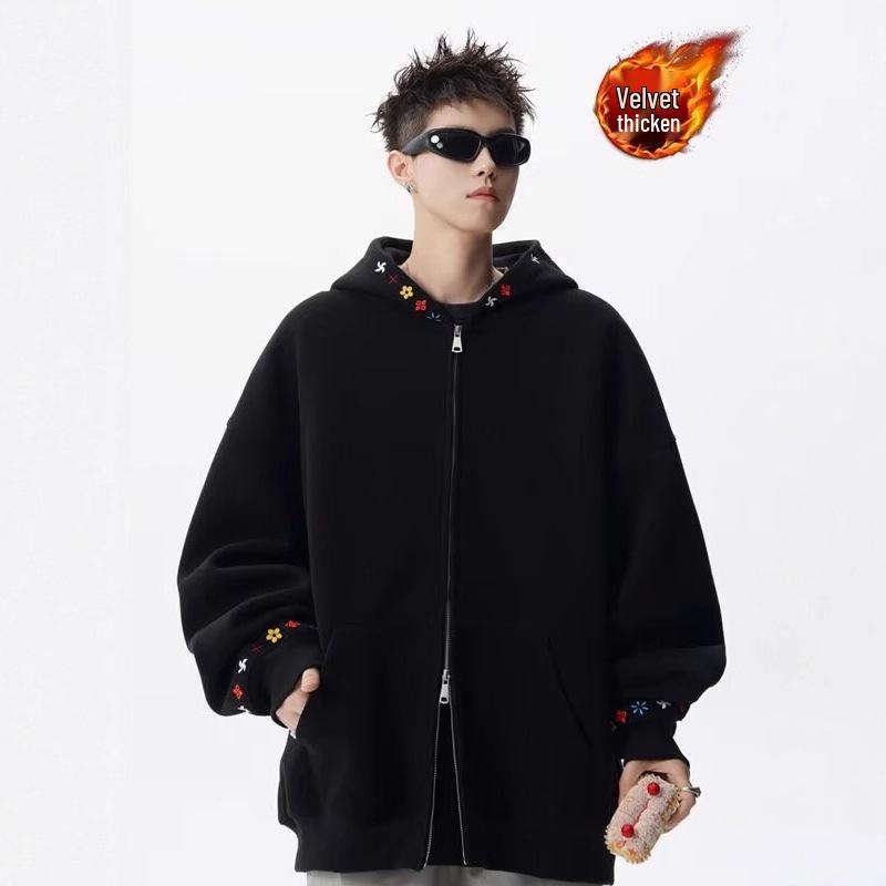 

Unisex Retro Embroidered Hooded Sweatshirt – Trendy, Casual, Loose Fit for Autumn/Winter L