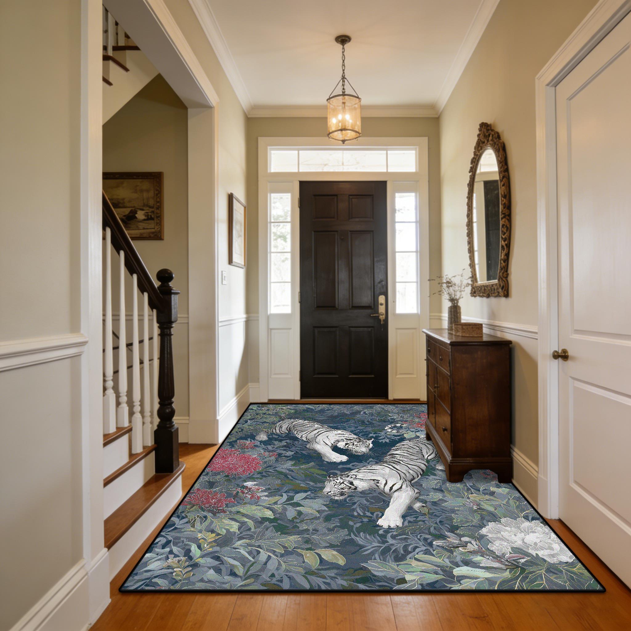 

American Retro Tiger Non-slip Entrance Hall Carpet Decoration Bedroom Aisle Fluffy Rug Large Area Easy Clean Luxury Floor Mats 40cm x 60cm