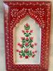 Roter floraler Holz-Wandrahmen handbemalt indische Kunst Dekor