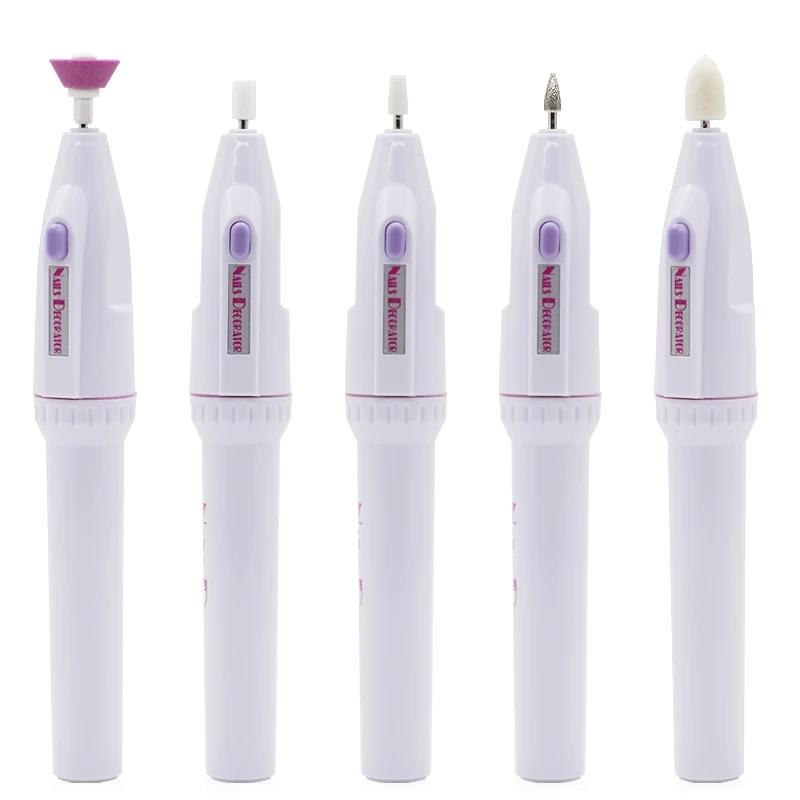 1 Set Mini Professional Electric Nail Drill Kit Use With Battery Milling Cutter Bits For Manicure Polishing Pedicure