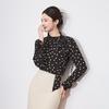 Elegant French Polka Dot Chiffon Shirt with Bow - Early Spring Top Style