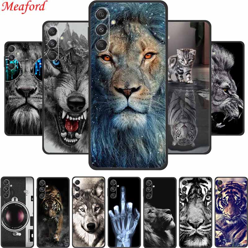 For Samsung A16 5G Phone Case Cover Lion Wolf Tiger Black Silicone Soft Back Cover Cases For Samsung Galaxy A16 Case A 16 Coque