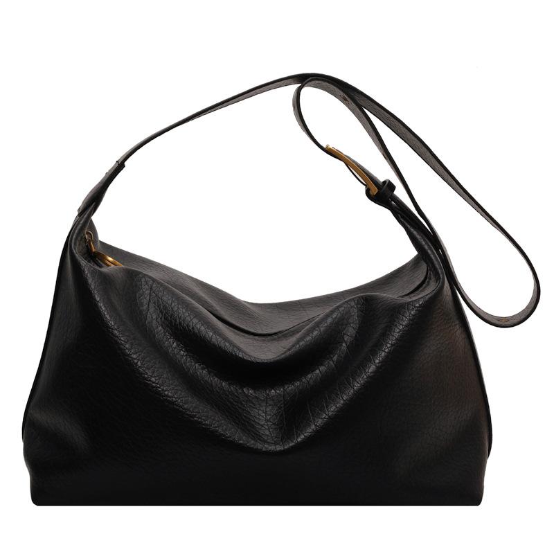 Large capacity bag women's autumn new wide shoulder strap commuting simple retro fashion shoulder messenger bag