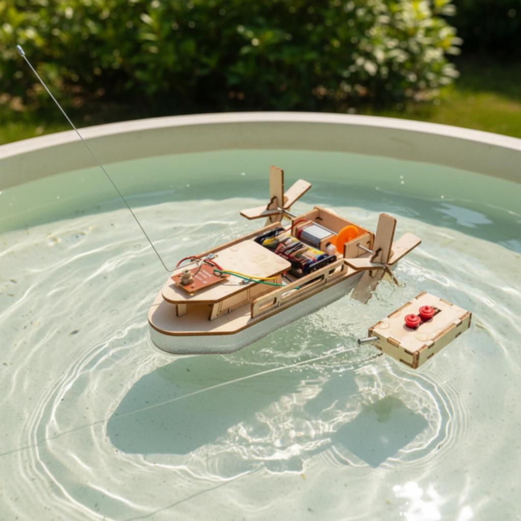 RC Boat Kit with Motor STEM DIY Wireless for Children