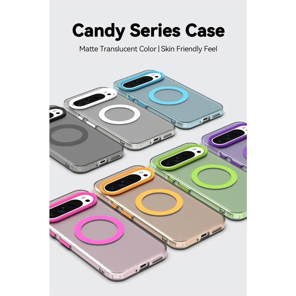 Crystal Matte Clear Candy Color Phone Case for Google Pixel 10 9 8 A Pro XL Shockproof Magnetic Wireless Charge Protector Cover