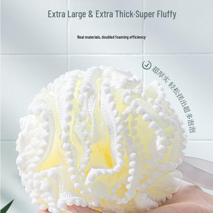 Luxurious Exfoliating Bath Flower Ball - Super Soft, Non-Dispersing, Large Size Shower Washcloth